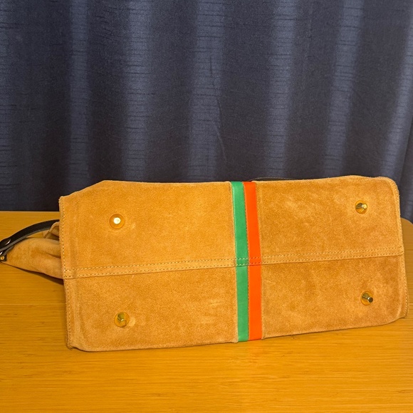 Clare V Simple Tote Camel Suede Nappa Mini Stripe - Picture 7 of 11